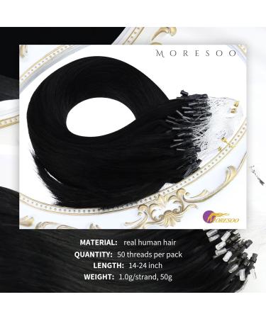 Moresoo Microring Extensions - Real Remy Hair 1g 60cm Black - Premium Loop Hair Extensions #1 - Buy Online on GoSupps.com