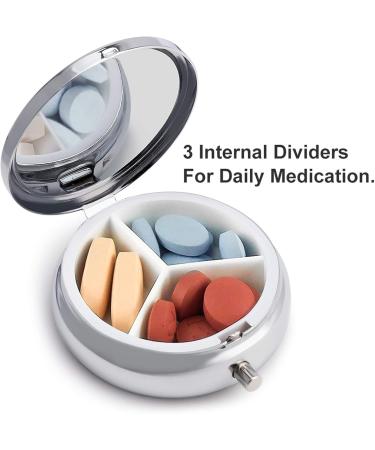 Portable 3 Compartment Pill Box | Travel Pill Organizer for Handbag & Pocket - Vertical Stripe Design - Buy Online on GoSupps.com