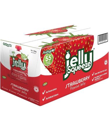 JellySqueeze Strawberry Flavour Jelly Pouch - No-Artificial Colours - No-Preservatives - No Added Sugar No-Artificial Sweeteners - Box of 16 x 95g - Buy Online on GoSupps.com