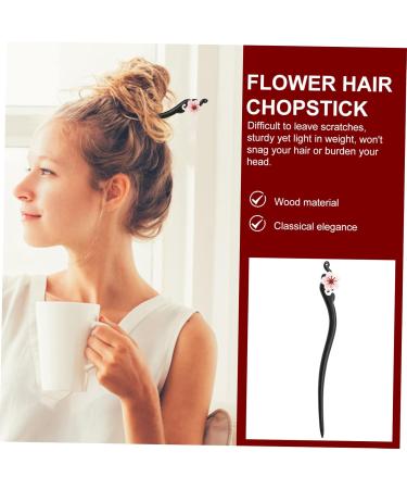 Mikinona Wooden Hairpin Chopsticks for Hair Handmade Hair Sticks Hair Barrettes for Women Japanese Retro Flower Hair Chopsticks Updo Hairpins Hair Fork Miss Japanese-style Geisha Ebony - Buy Online on GoSupps.com