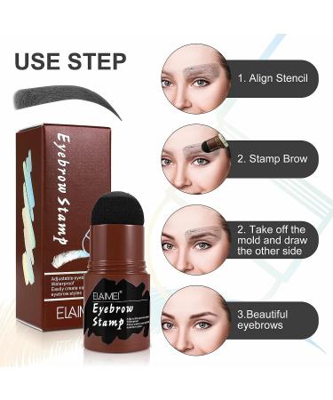 Eyebrow Stamp Shaping Kit with Long-Lasting Buildable Brown Black Powder - Includes 10 Stencils and 2 Pen Brushes - Perfect Gift for Women - Buy Online on GoSupps.com