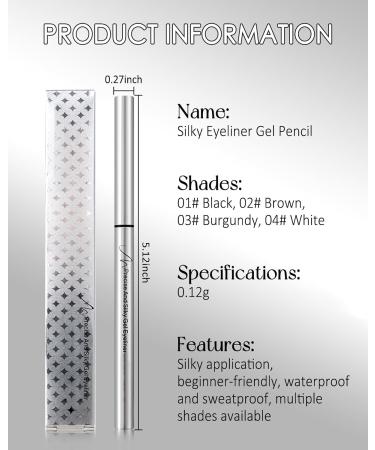  LYSdefeu Long-lasting metallic burgundy wine red gel eyeliner pencil waterproof highly pigmented quick-drying festival gift for women and girls vegan-03 - Buy Online on GoSupps.com