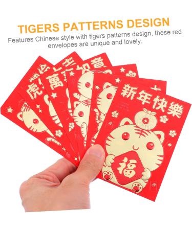 TEHAUX 60 Pcs Year of The Tiger Little Red Packets Lunar Year Supplies Chinese New Year Packet Party Red Packet Lucky Money Envelopes Purses Gift Cash Packet Lyrics Paper Hundred Yuan Assorted Color 2 11.5X8CM - Buy Online on GoSupps.com