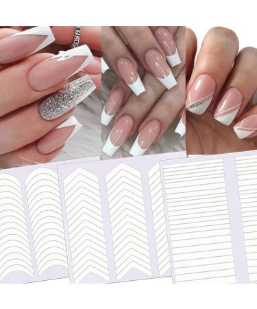 TailaiMei 1768 Pieces 60 Designs French Manicure Nail Stickers, Nail Art  Tips Guides for DIY Decoration Stencil Tools (36 Sheets)