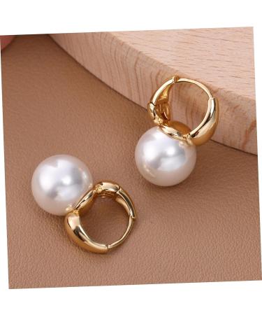 ABOOFAN 1 Pair Pearl Hoops Miss Earring Jewelry Real Gold Plated Copper - Buy Online on GoSupps.com