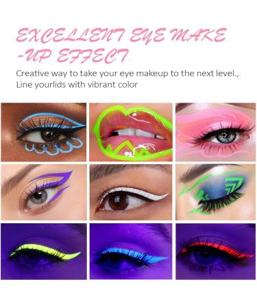 Neon Eye Liner - Long Lasting Matte Liquid Eye Liner | UV Neon Pigmented Graphic Liners Face & Body Painting Liner Festival Makeup Kit for Women Girls - Buy Online on GoSupps.com