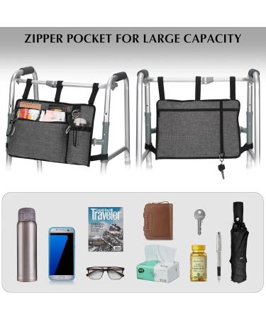 Versatile Use Wheelchair Armrest Storage Bag Holds Phone and Wallets Bags Secure Zipperes Closure Home Accessory Grey - Buy Online on GoSupps.com