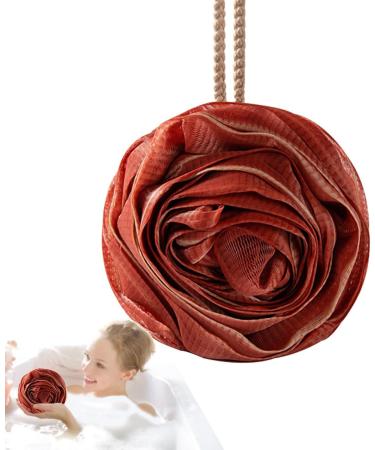 Shower Sponges for Body | Rose Multipurpose Bath Balls | Women & Men Skin Friendly Body Scrubber Soft Shower Balls with Lanyard for Home Red - Buy Online on GoSupps.com