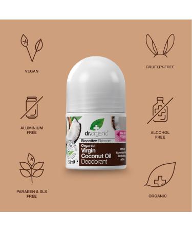 Dr Organic Organic Virgin Coconut Oil Deodorant Natural Vegan Cruelty Free Paraben & SLS Free Aluminium Free For Women & Men 50ml (Pack of 2) Coconut 50 ml (Pack of 2) - Buy Online on GoSupps.com