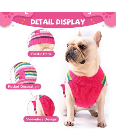 Skxeo Christmas Dog Sweater Costume - Warm Knitted Winter Outfit for Puppies & Cats - XL Pink Striped Pet Clothing for New Year - Buy Online on GoSupps.com