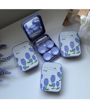 Agoneir Contact Lens Container Travel Set - Portable Storage Box with Tweezers Mirror & Solution - Everyday Use in Violet - 81x60x22mm - Buy Online on GoSupps.com