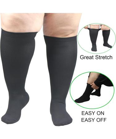1/3 Pair Compression Socks for Wide Calf - Flight Socks for Men & Women | Extra Large Circulatory Support - Ideal for Nurses Running Pregnancy - Black 4XL - Buy Online on GoSupps.com