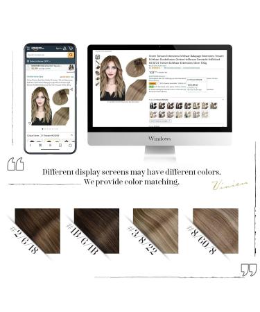 Vivien Treat Real Hair Extensions - Blonde Dark Brown Balayage Light Brown & Mixed Light Blonde - 35cm 80g #3/8/24 - Luxurious Quality for Natural Look - Buy Online on GoSupps.com