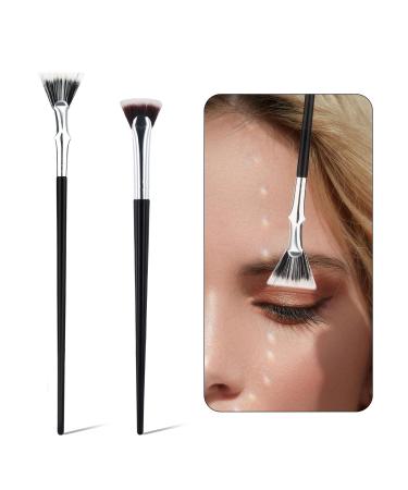 2pcs Mascara Brushes for Lashes 2 Styles Folding Angle Scalloped Lash Brush Fan Shaped Eyelash Brush Separator Multifunctional Eyelash Comb Makeup Tool for Upper Lower Eye Lash Brow