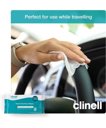 Clinell Antimicrobial Hand Wipes - 84 Wipes Pack - Travel-Sized Sanitising Wipes with 99.99% Bacteria & Virus Elimination - Dermatologically Tested - Buy Online on GoSupps.com