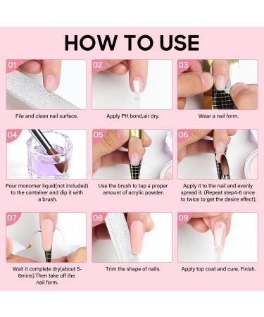 AIMEILI 6 x 10g Acrylic Powder Set - Clear Nude Pink Acrylic Nail Application for Extension, French Manicure, Nail Art - No Lamp Needed - Buy Online on GoSupps.com