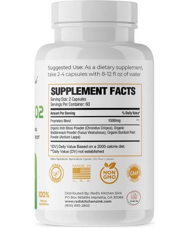Cell Fuel 102 Sea Moss Capsules 120 ct. | Organic Irish Moss, Bladderwrack & Burdock Root | Vegan Dr Sebi Inspired Formula - Buy Online on GoSupps.com