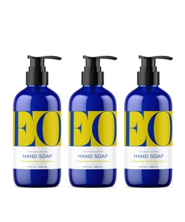 EO Liquid Hand Soap 12 Ounce (Pack of 3) Lemon and Eucalyptus Organic Plant-Based Gentle Cleanser with Pure Essential Oils - Buy Online on GoSupps.com