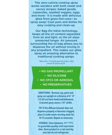 Carrington Farms Ghee Cooking Spray - 5 Ounce | High-Quality Ghee Spray for Healthy Cooking | International Shipping Available - Buy Online on GoSupps.com