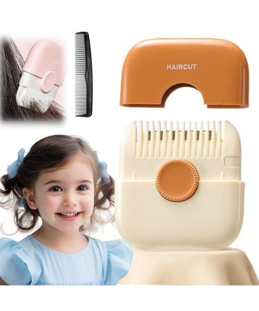 Trimpocket Hair Trimmer/Comb Kids women Split Ends Hair Cut Hair Trimming And Arrangement 2 In 1 Bangs Trimmer Dual-Side Design With Cover Blades Replaceable (Orange)