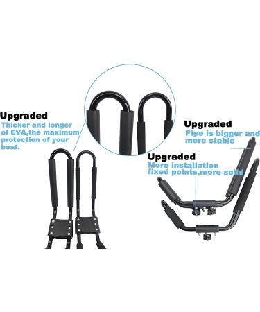 2 Pairs Heavy Duty Kayak Rack with Ratchet Tie - Easy Mount on Car Roof Top Crossbar for Kayak Canoe Boat Surf Ski - J-Bar Rack - Buy Online on GoSupps.com