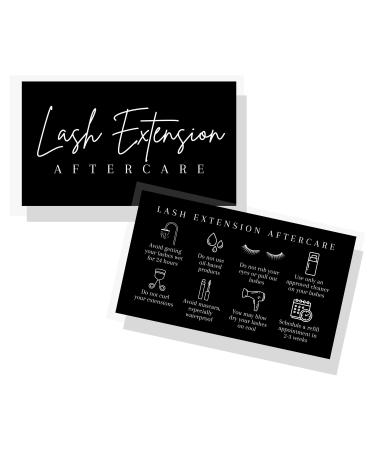 Lash Aftercare Extension Cards | 50 Pack | Eyelash False 2 x 3.5 inches Symbols 2-3 Week Refill Instructions Minimalist White and Black How to Care for Your Extensions lash Artists Hand to customers