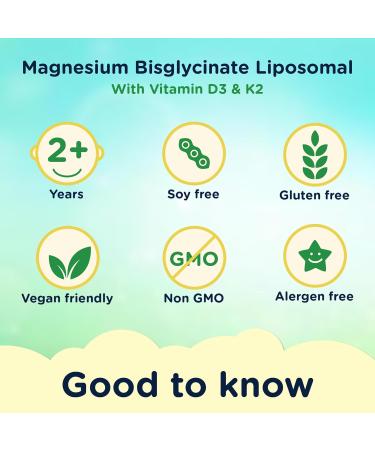 Magnesium Liposomal | with Vitamins D3 & K2 | Magnesium Bisglycinate | for Children & Adults | Highly Absorbable Liquid Supplement | Lemon & Elderflower Flavour | 30-Day Supply | 5 fl oz - Buy Online on GoSupps.com