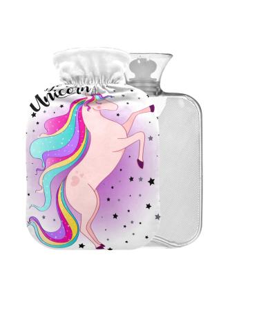 Unicorn hot water bottle with cover 1 l small hot water bag for pain relief back pain heat-cold therapy BAP-free