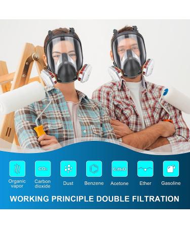 Reusable Respirator full Face Gas Cover Organic Vapor Mask and Anti-fog for Painting mechanical polishing logging welding Against Dust Staining Sanding & Cutting - Buy Online on GoSupps.com
