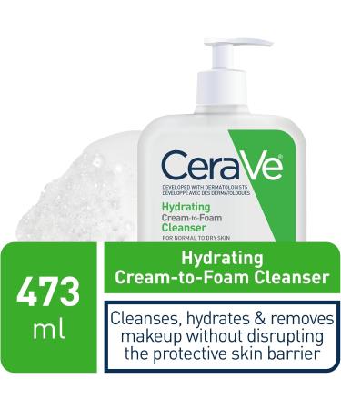 CeraVe Hydrating CREAM-TO-FOAM Cleanser. Face & Eye Makeup Remover with Hyaluronic Acid & Ceramides. Normal to dry skin. Gentle face wash for men & women removes dirt excess oil. Fragrance Free 473ML Fragrance Free 473 ml (Pack of 1) - Buy Online on GoSupps.com