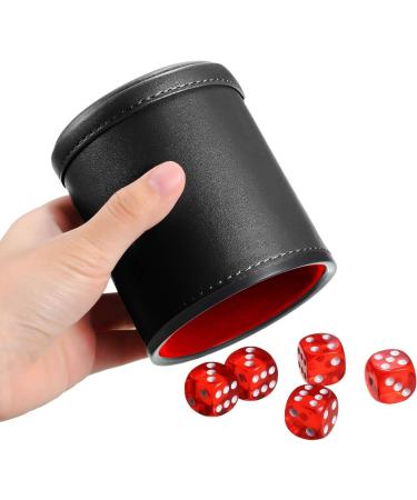 6-Piece PU Leather Dice Cup Set with Quiet Shaker and 30 Dices - Black - Buy Online on GoSupps.com