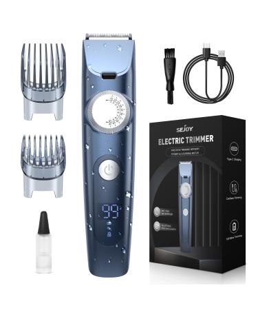Sejoy Beard Trimmer for Men Hair Trimmer for Men Cordless Hair Clipper for Mustache Body Hair Cutting Hair Clippers with LED Display for Men Women Kids Clippers for Hair Cutting Blue Z-blue