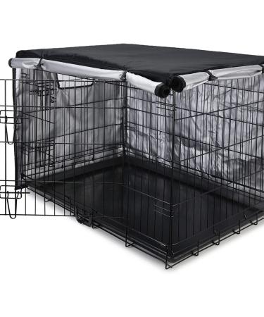 Medibot Double Door Waterproof Dog Crate Cover - 36 inch Black | Indoor/Outdoor Kennel Cover with Air Vent Window for Wire Crates - Buy Online on GoSupps.com