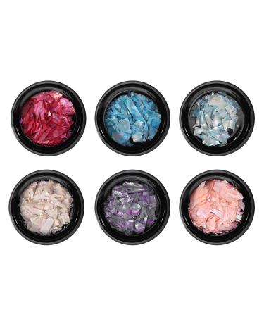 Shell Piece 6 Boxes Shell Piece Beauty Nail Decals Manicure Tools 3D Nail Art Decoration Nail DIY Slice for Girls Women