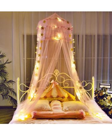 Twinkle Star Kids Netting Princess Bed Canopy 3 Layers Lace Ruffle Dome for Baby  Girls (Pink) - Buy Online on GoSupps.com