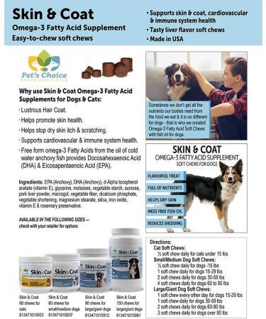 Skin & Coat Omega-3 Soft Chews for Cats - 60ct | Pets Choice Pharmaceuticals - Buy Online on GoSupps.com