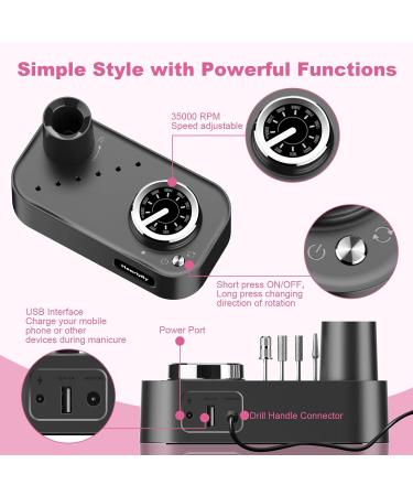 Heartyfly Nail Drill - 35000 RPM Electric File for Gel Nails | Adjustable Speed, Professional Tool for Acrylic & Cuticles - Buy Online on GoSupps.com