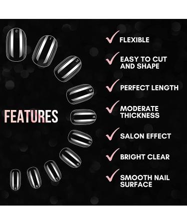 Makartt Short Oval Nail Tips - 500 Full Cover Transparent False Nails for Gel & Acrylic Art - 10 Sizes Clear - Buy Online on GoSupps.com