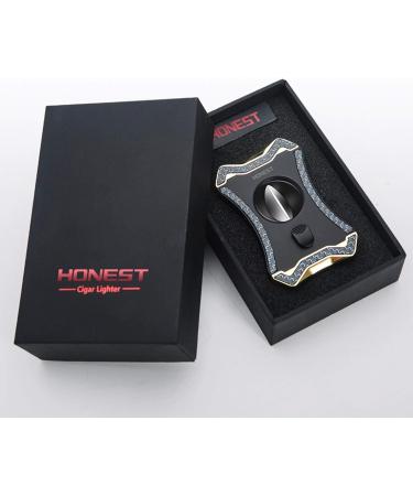 Luxury V-Cut Cigar Cutter Metal Spring Scissors Double Cutter Blades Accessories with Cigar Holder Guillotine Gift for Cigar Lover gold - Buy Online on GoSupps.com