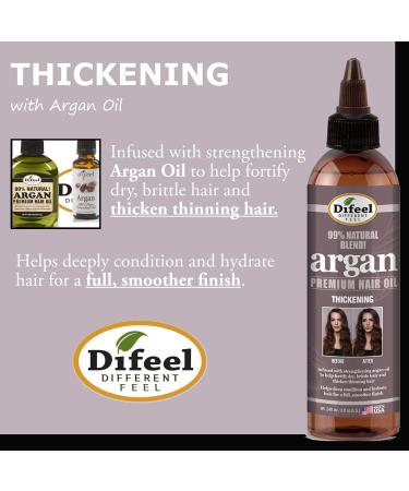 Difeel 99% Premium Natural Hair Oil Blend with Argan Oil - 8 oz | Hair Thickening Formula - Buy Online on GoSupps.com