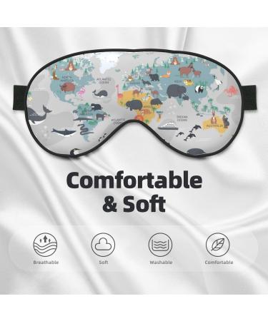 Cartoon Animals World Map Sleep Eye Mask - Soft Blindfold for Travel & Night Sleeping - Buy Online on GoSupps.com