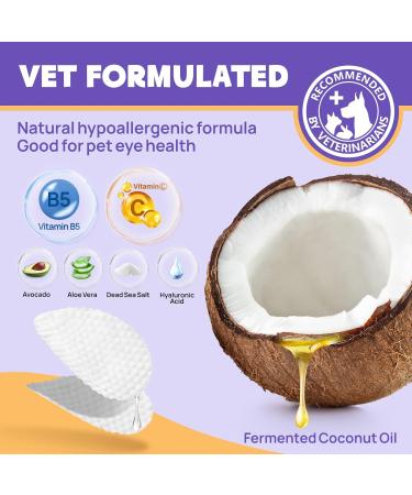HICC PET Eyes Wipes for Dogs & Cats - Tear Stain Remover & Deodorizing Cleaning Wipes - 100 Count Coconut Oil Formula for Gentle Grooming - Buy Online on GoSupps.com