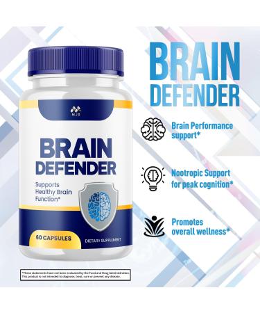 Brain Defender Capsules Official Brain Defender Supplement with All Natural Ingredients Braindefender Advanced Nootroptic Formula with Maximum Strength Vitamins for Health and Wellness (60 Capsules) - Buy Online on GoSupps.com