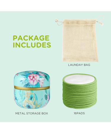 16Pcs Reusable Organic Cotton Makeup Remover Pads | Washable Face Wipes Cloth with Laundry Bag | Eco-Friendly Face Round Cotton | For Adults and Kids | Green - 16 Count - Buy Online on GoSupps.com