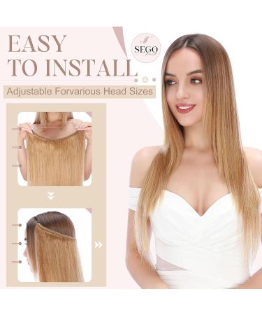 SEGOHAIR Invisible Wire Hair Extensions One Piece Hair Extensions Synthetic Hair Extension 20 inch Long Straight No Clip in Hairpieces Hair Pieces for Women-Sandy Blonde mix Bleach Blonde 20inch T394 - Buy Online on GoSupps.com