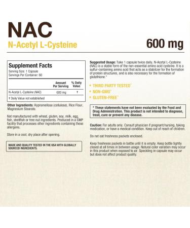 Puregen Labs N-Acetyl-L-Cysteine (NAC) 600mg - Immune & Liver Support Antioxidant 60 Vegetarian Capsules - Buy Online on GoSupps.com