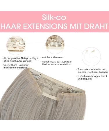 Silk-Co Adjustable Hair Extensions with Rubber Band | Long Corrugated Synthetic Hair with Clips | Blonde & Silver Gray 50cm for Women - Buy Online on GoSupps.com