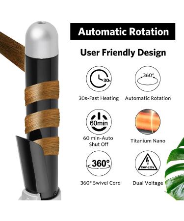 Automatic Hair Curler 1.1inch/28mm Curl Black - Instant Heat Hair Styling Wand - Buy Online on GoSupps.com