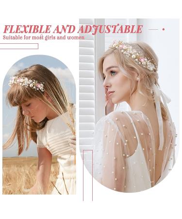 Retrowavy Pink Flower Girl Headpiece Set - Rhinestone Crystal Wedding Bridal Headbands for Girls and Babies - Buy Online on GoSupps.com