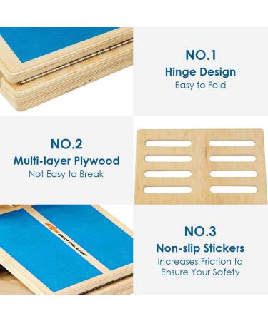 Goplus Slant Board - 4-Level Adjustable Wooden Incline Stretch Board | 350lbs Capacity | Anti-Skid Surface | Blue - Buy Online on GoSupps.com